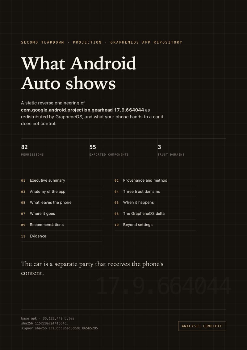 First page of the Android Auto teardown PDF