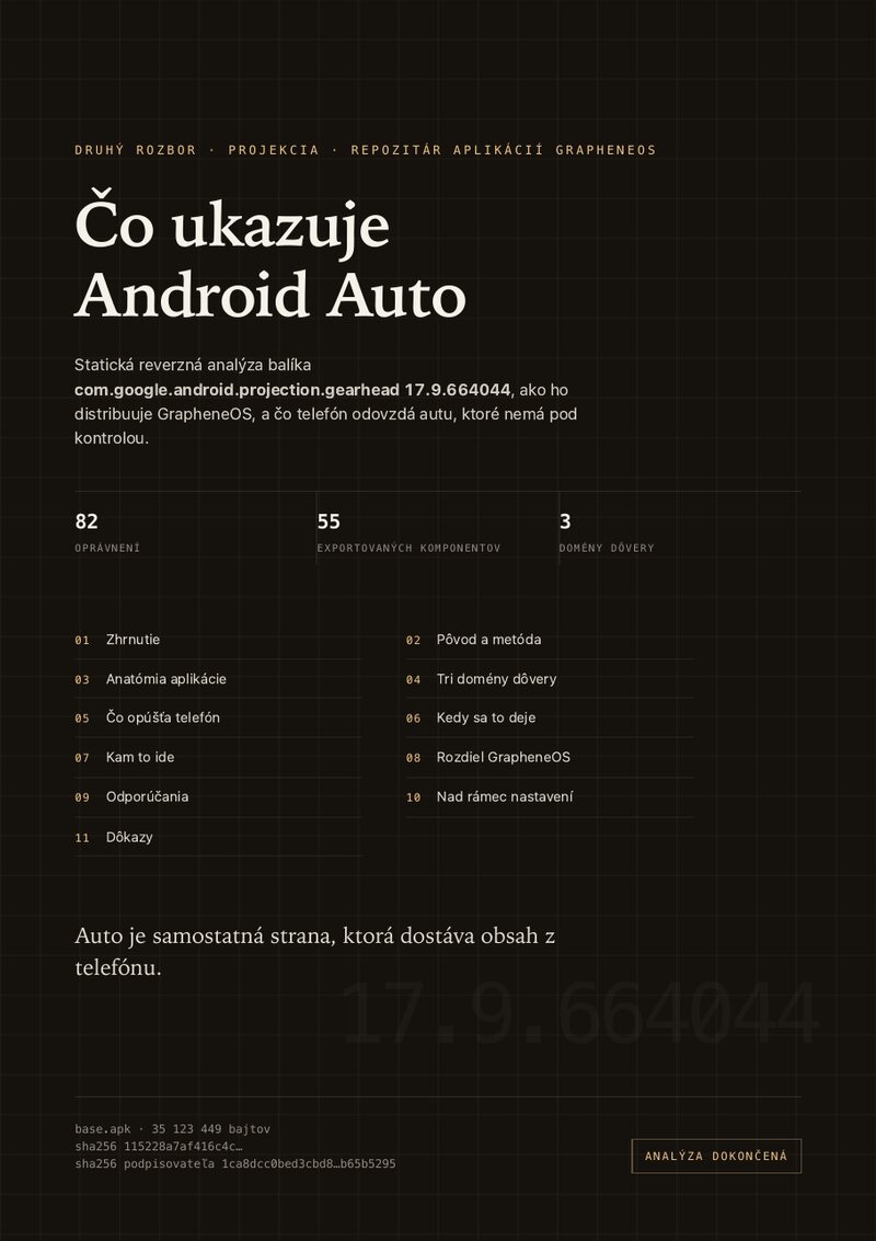 Prvá strana PDF rozboru Android Auto