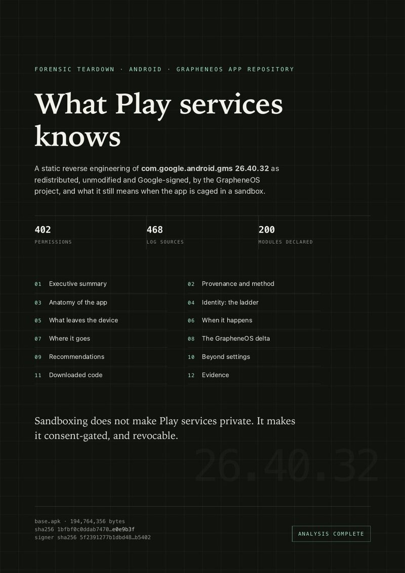 First page of the Play services teardown PDF
