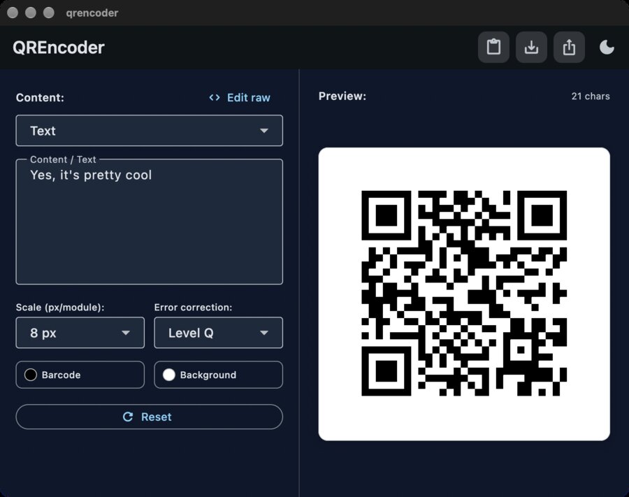 Nová aplikácia QREncoder v tmavom režime
